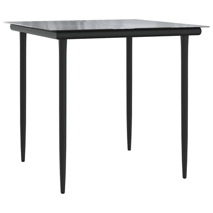 vidaXL 5 Piece Garden Dining Set with Cushions Black Poly Rattan