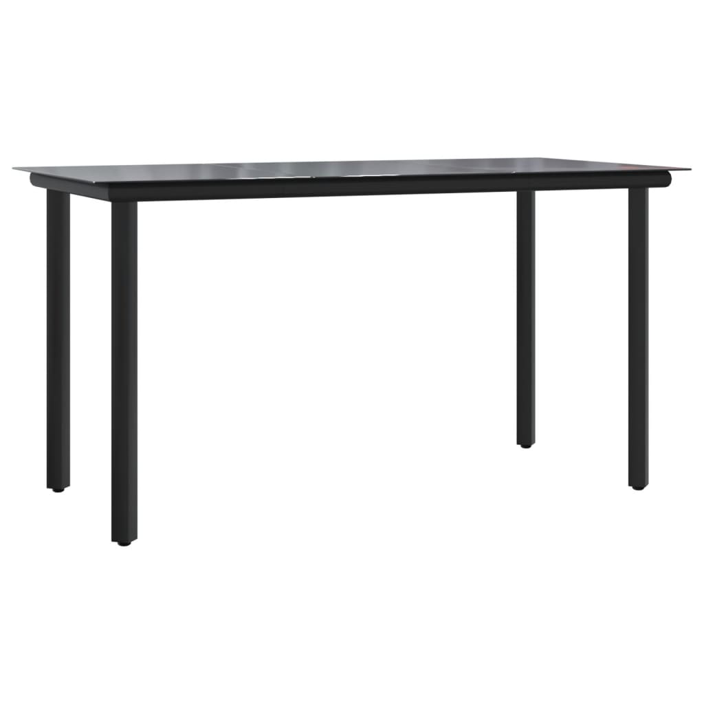 vidaXL 5 Piece Garden Dining Set with Cushions Black Poly Rattan