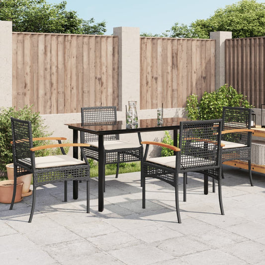 vidaXL Garden Dining Set | Black | PE Rattan | Medium | Removable Covers