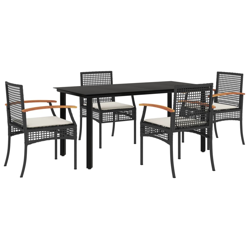 vidaXL Garden Dining Set | Black | PE rattan | Five-piece set