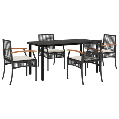 vidaXL Garden Dining Set | Black | PE rattan | Five-piece set
