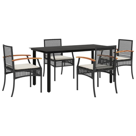 vidaXL Garden Dining Set | Black | PE rattan | Five-piece set