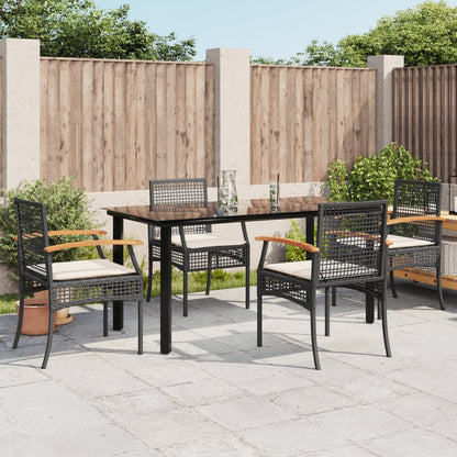 vidaXL Garden Dining Set | Black | PE rattan | Five-piece set