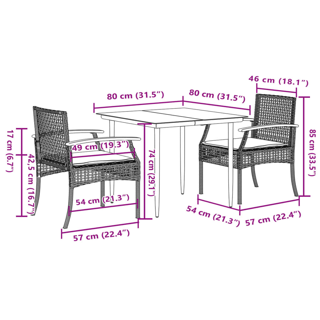 vidaXL Garden Dining Set | Grey, Black, Dark Grey