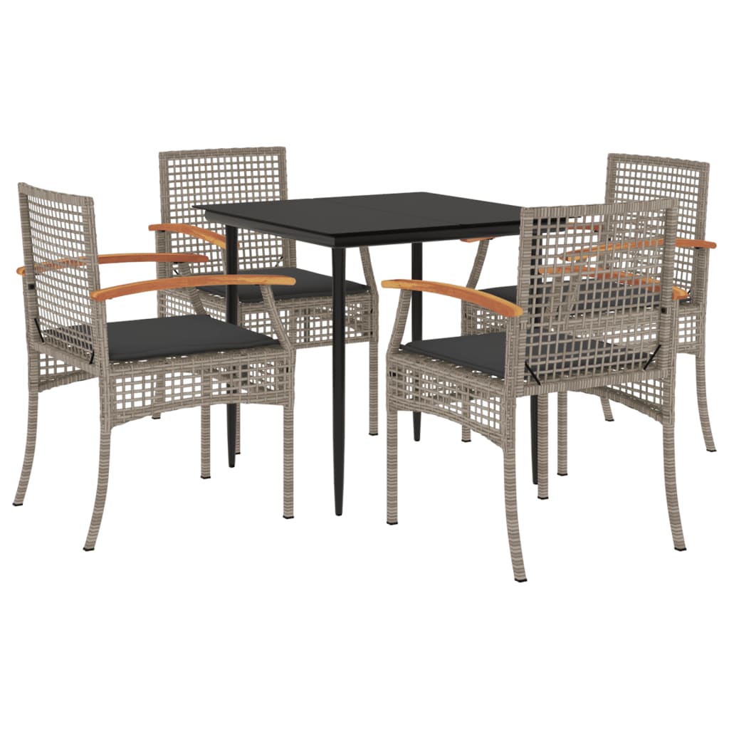 vidaXL Garden Dining Set | Grey | PE rattan | UV-resistant materials