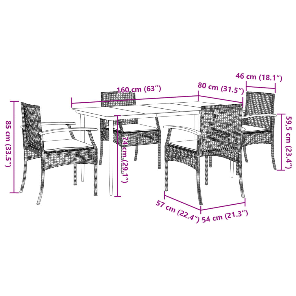 vidaXL Garden Dining Set | Grey