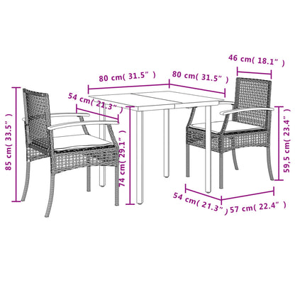 vidaXL Garden Dining Set | Grey | PE Rattan | UV-Proof Materials