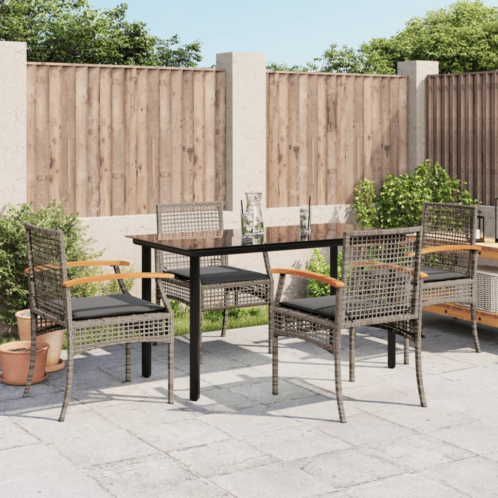 vidaXL Garden Dining Set | Grey | PE rattan | Medium | UV-resistant materials