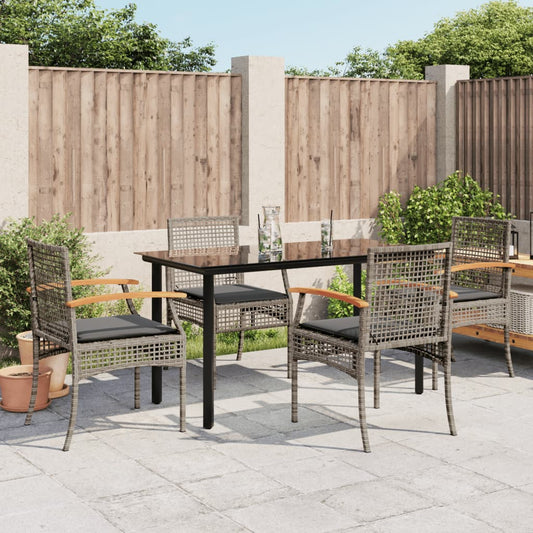vidaXL Garden Dining Set | Grey | PE rattan | Medium | UV-resistant materials