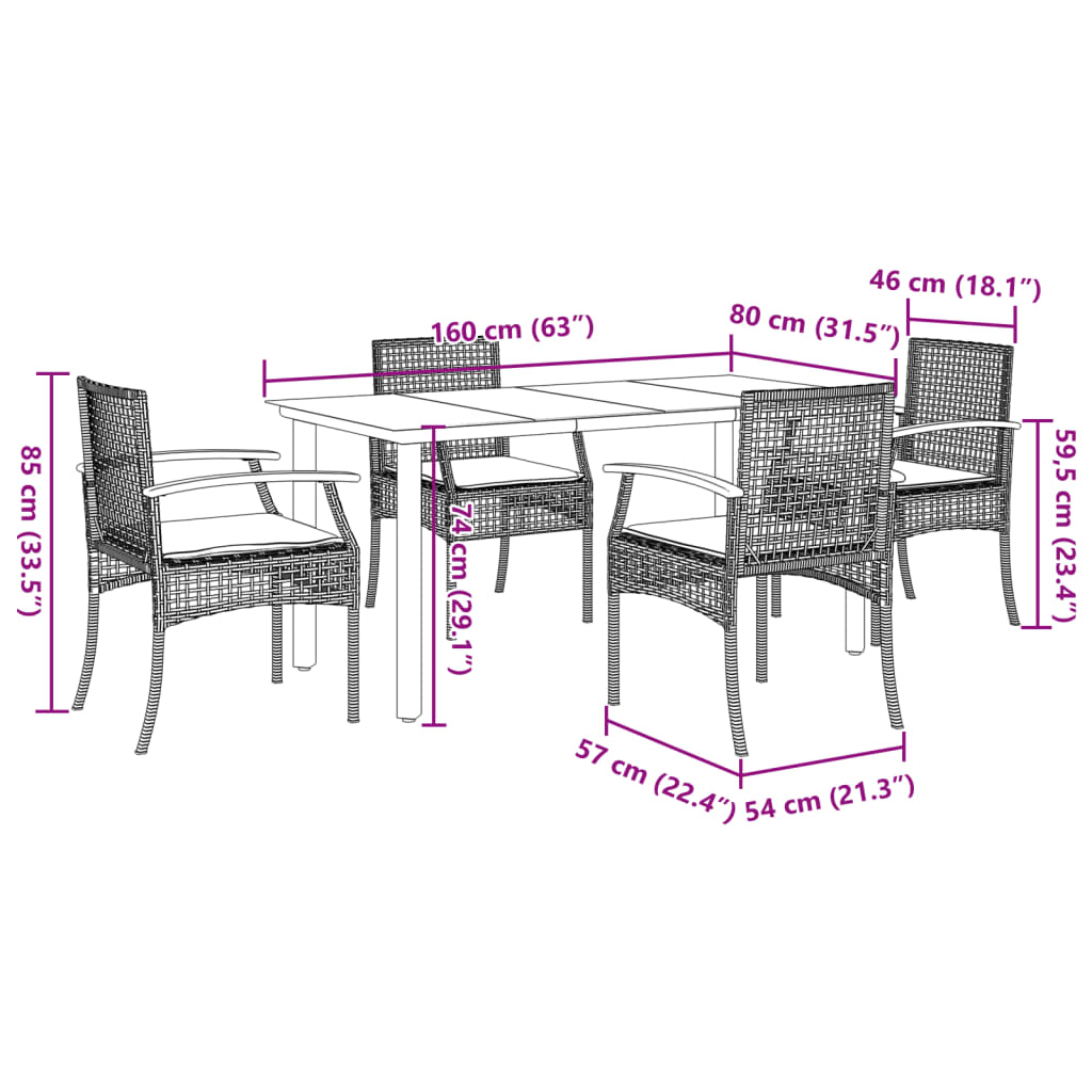 vidaXL Garden Dining Set | Grey, Black