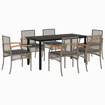 vidaXL Garden Dining Set | Grey | PE Rattan | Standard |  Removable Covers