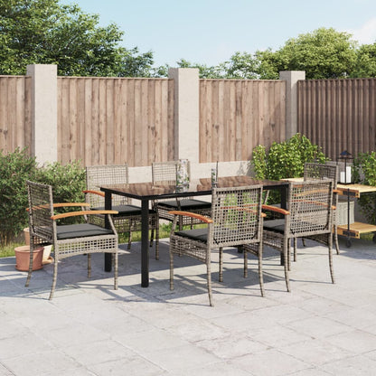 vidaXL Garden Dining Set | Grey | PE Rattan | Standard |  Removable Covers