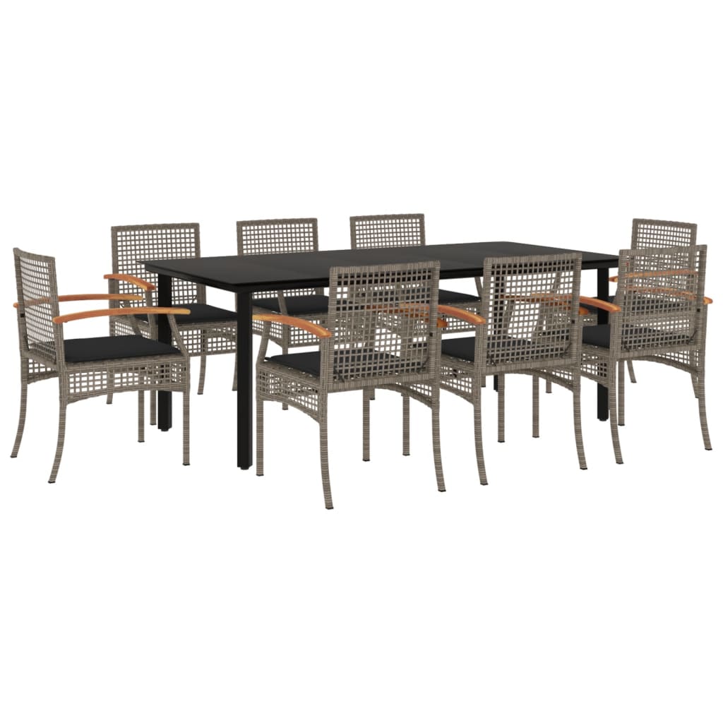 vidaXL Garden Dining Set | Grey | PE rattan | Large | UV-resistant materials