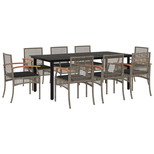 vidaXL Garden Dining Set | Grey | PE rattan | Large | UV-resistant materials