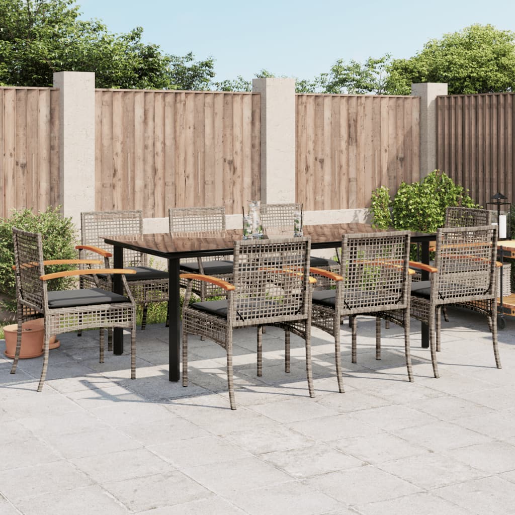 vidaXL Garden Dining Set | Grey | PE rattan | Large | UV-resistant materials