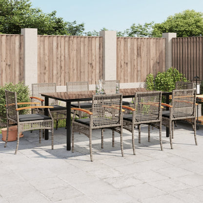 vidaXL Garden Dining Set | Grey | PE rattan | Large | UV-resistant materials