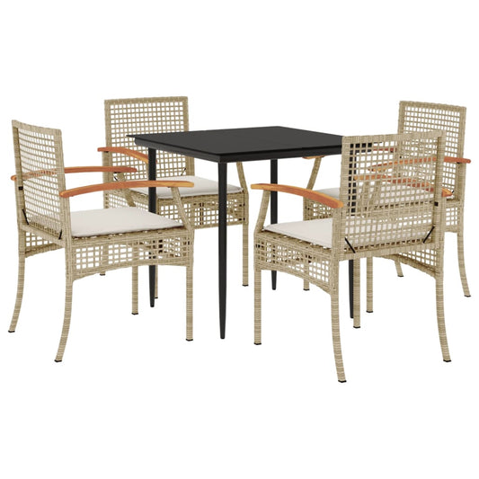 vidaXL Garden Dining Set | Beige | PE Rattan | Medium | Removable Covers