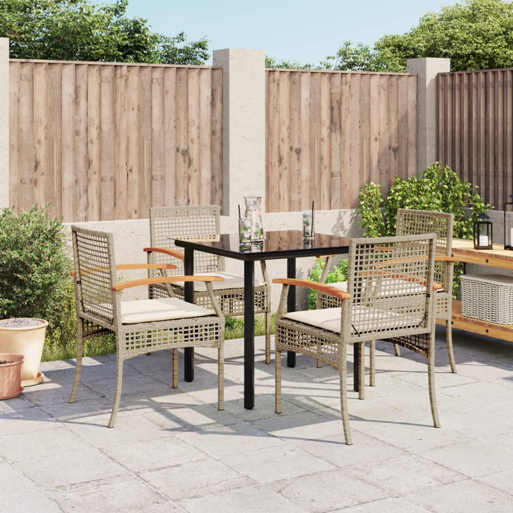 vidaXL Garden Dining Set | Beige, Black, Cream White