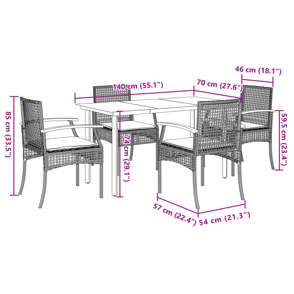vidaXL Garden Dining Set | Beige, Black, Cream