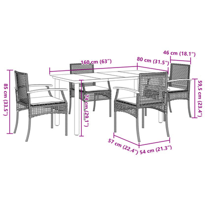 vidaXL Garden Dining Set | Black table, Beige chairs, Cream white cushions