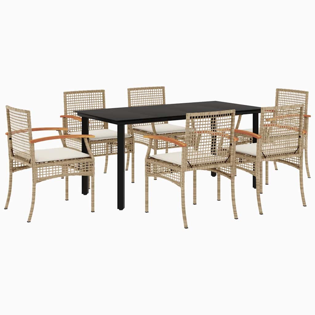 vidaXL Garden Dining Set | Beige | PE Rattan | Standard | UV-resistant materials