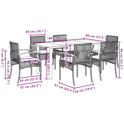 vidaXL Garden Dining Set | Beige | PE Rattan | Standard | UV-resistant materials