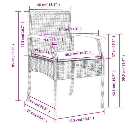 vidaXL Garden Dining Set | Beige | PE Rattan | Standard | UV-resistant materials