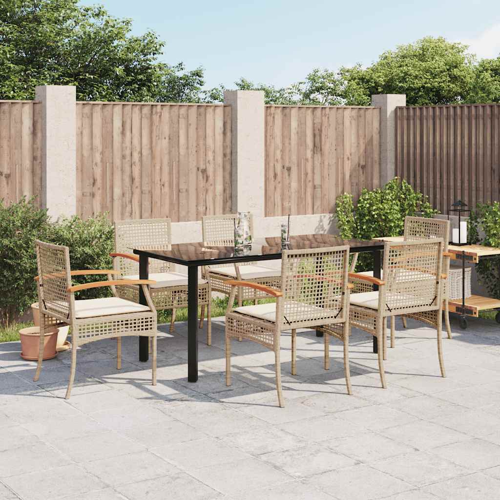 vidaXL Garden Dining Set | Beige | PE Rattan | Standard | UV-resistant materials