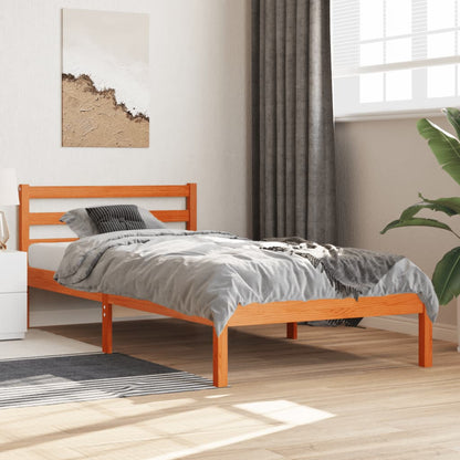 vidaXL Bed Frame without Mattress Wax Brown 90x190 cm Single Solid Wood Pine