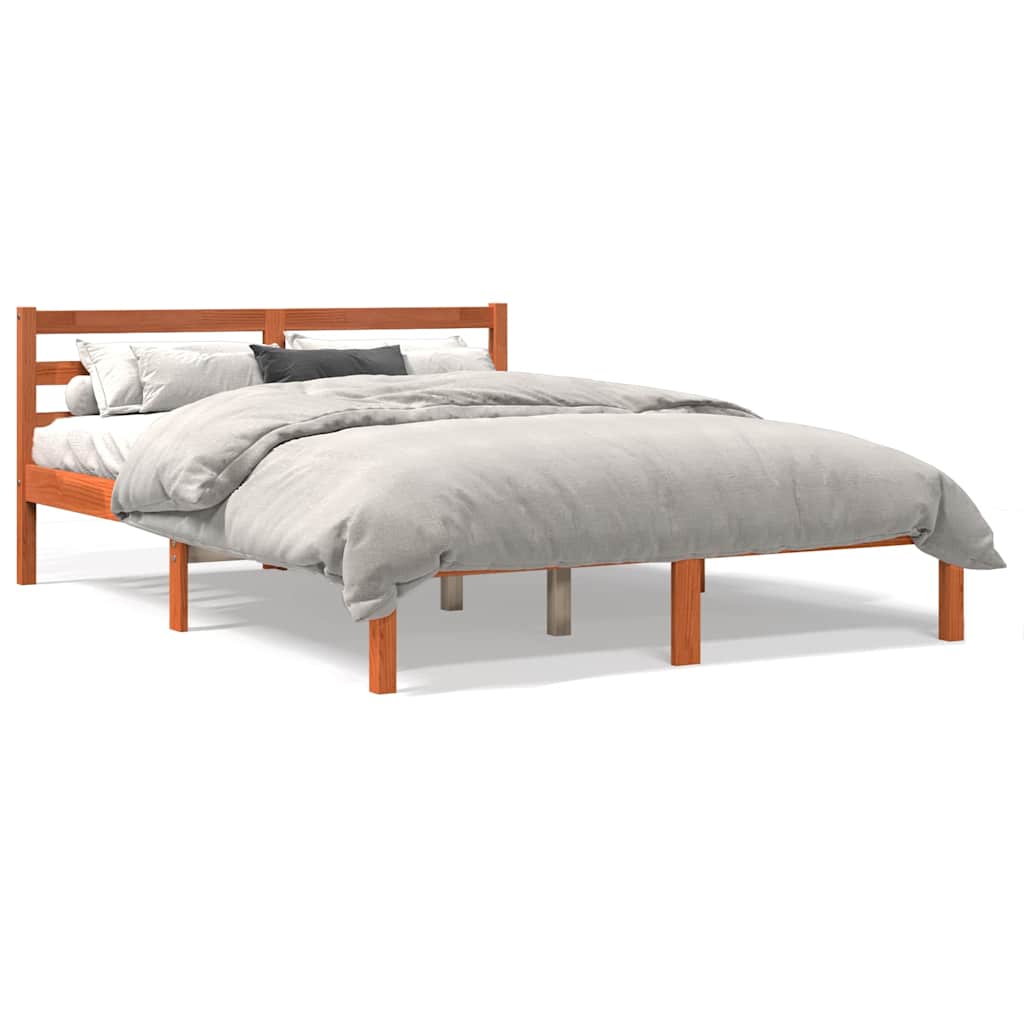vidaXL Bed Frame Wax Brown 120 x 190 cm Solid Pine Wood, Plywood