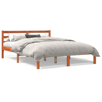 vidaXL Bed Frame Wax Brown 120 x 190 cm Solid Pine Wood, Plywood