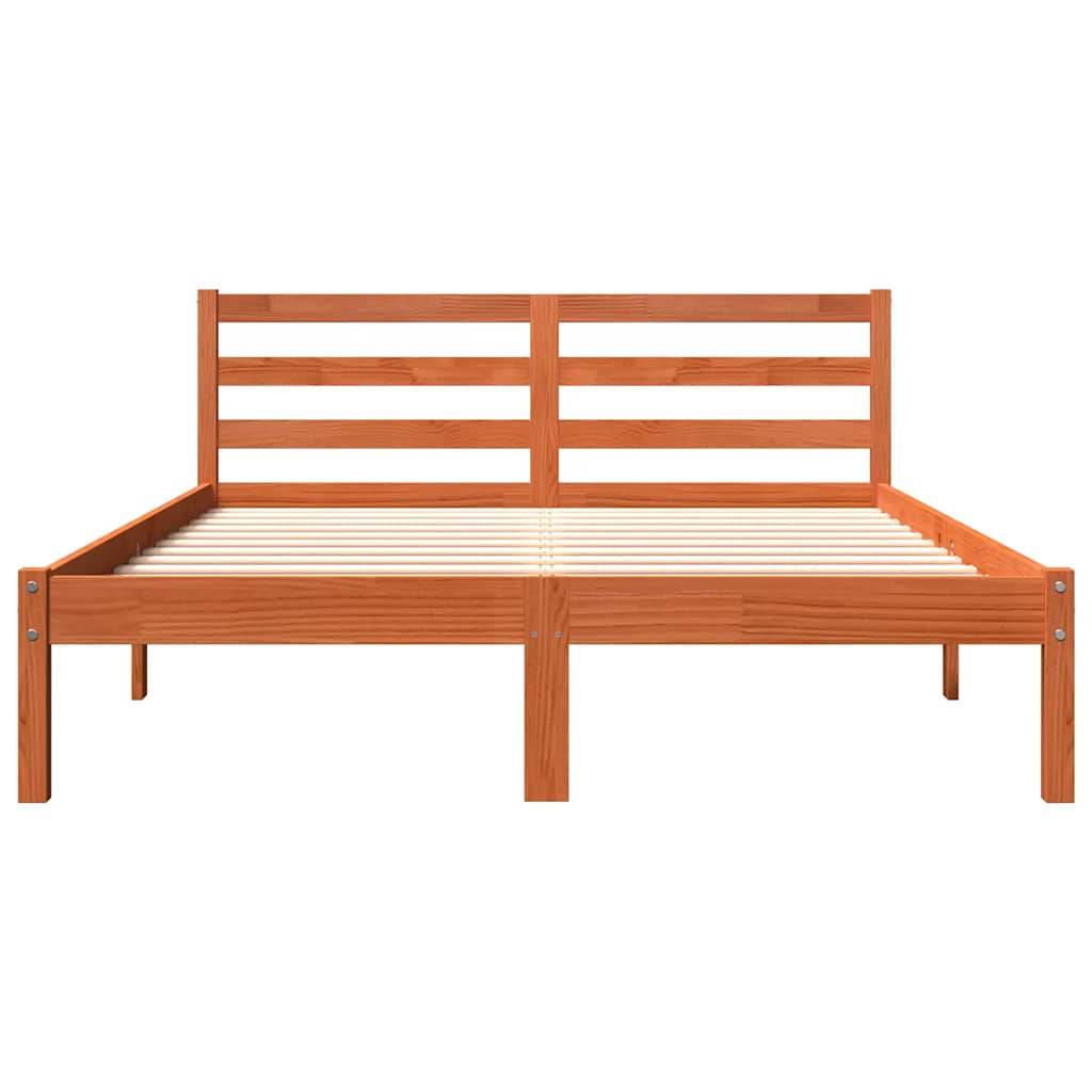 vidaXL Bed Frame Wax Brown 120 x 190 cm Solid Pine Wood, Plywood