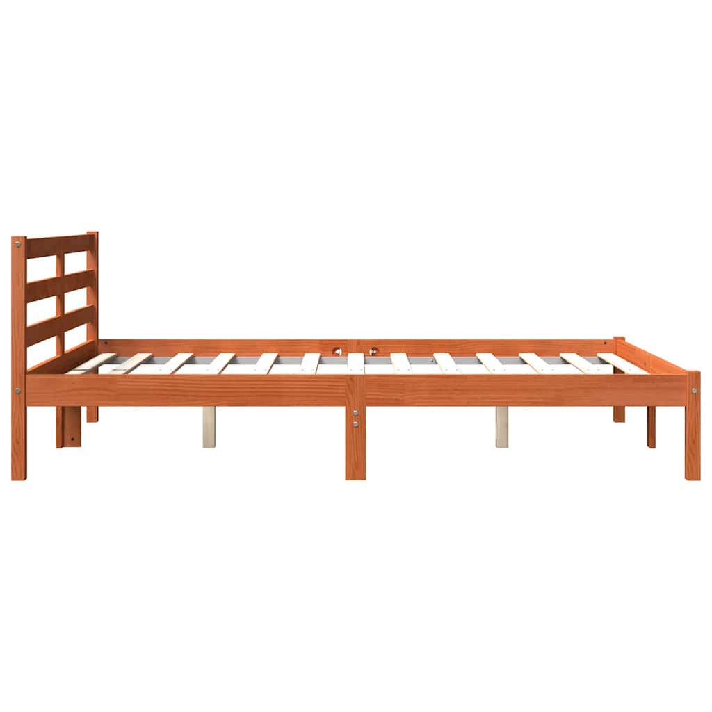 vidaXL Bed Frame Wax Brown 120 x 190 cm Solid Pine Wood, Plywood