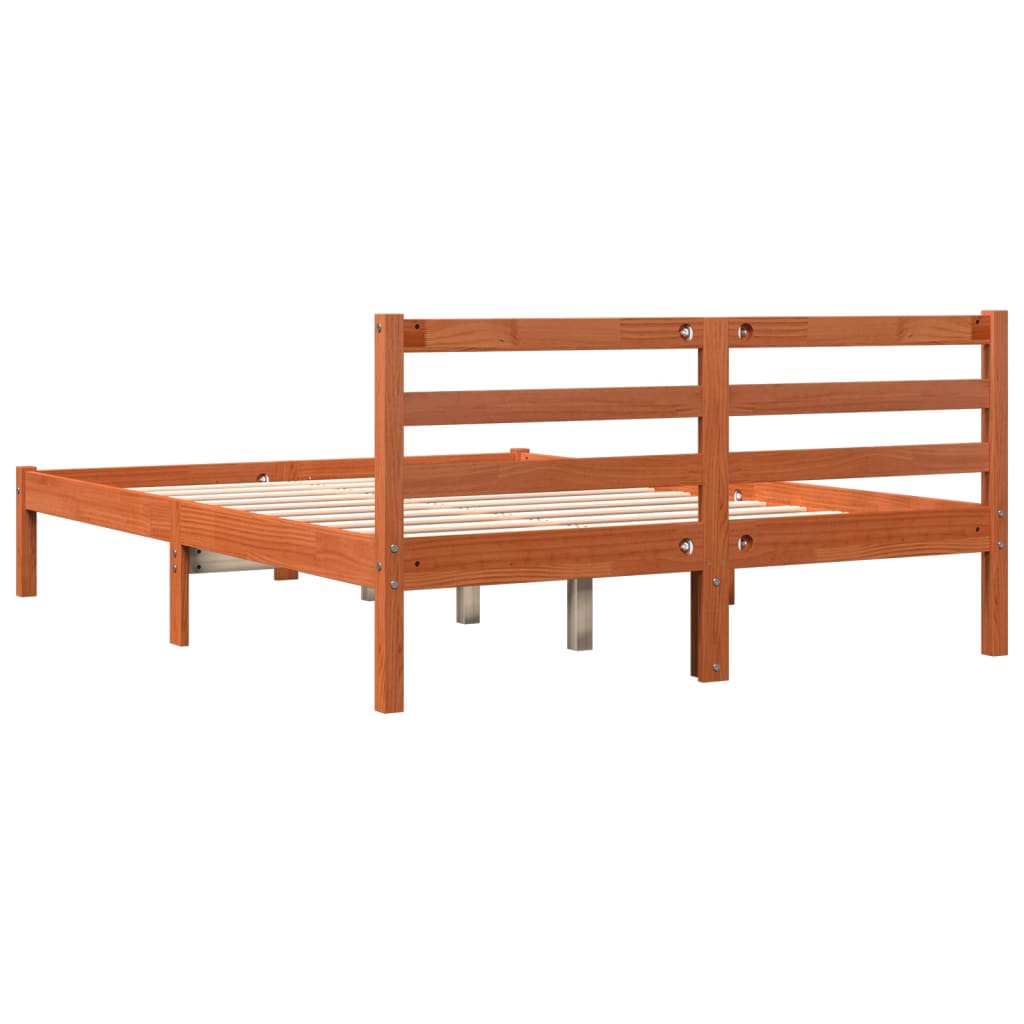 vidaXL Bed Frame without Mattress Wax Brown 120x190 cm Small Double Solid Wood Pine