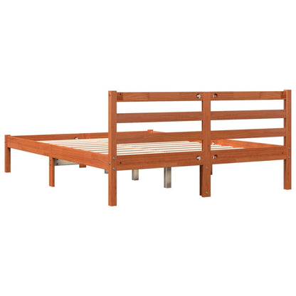 vidaXL Bed Frame without Mattress Wax Brown 120x190 cm Small Double Solid Wood Pine