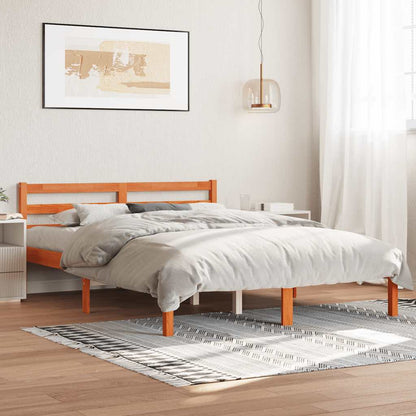vidaXL Bed Frame Wax Brown 120 x 190 cm Solid Pine Wood, Plywood