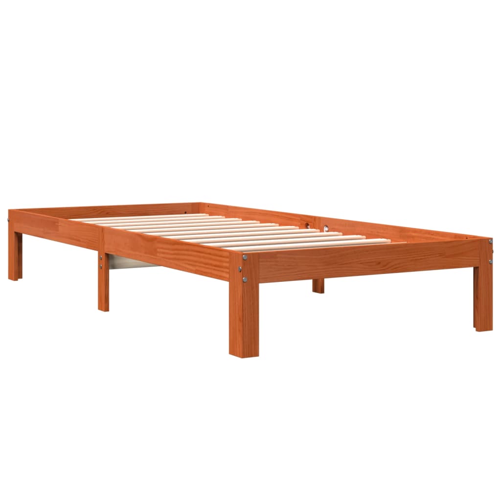 vidaXL Bed Frame without Mattress Wax Brown 75x190 cm Small Single Solid Wood Pine