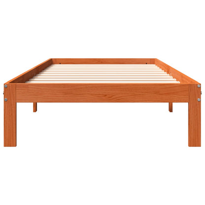 vidaXL Bed Frame without Mattress Wax Brown 75x190 cm Small Single Solid Wood Pine