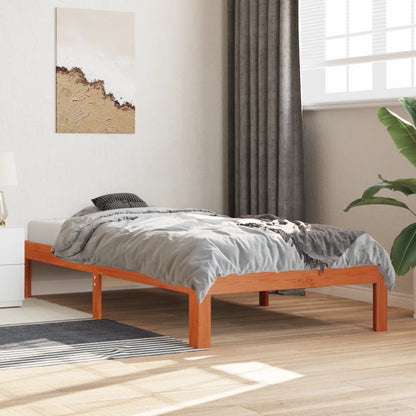 vidaXL Bed Frame without Mattress Wax Brown 75x190 cm Small Single Solid Wood Pine