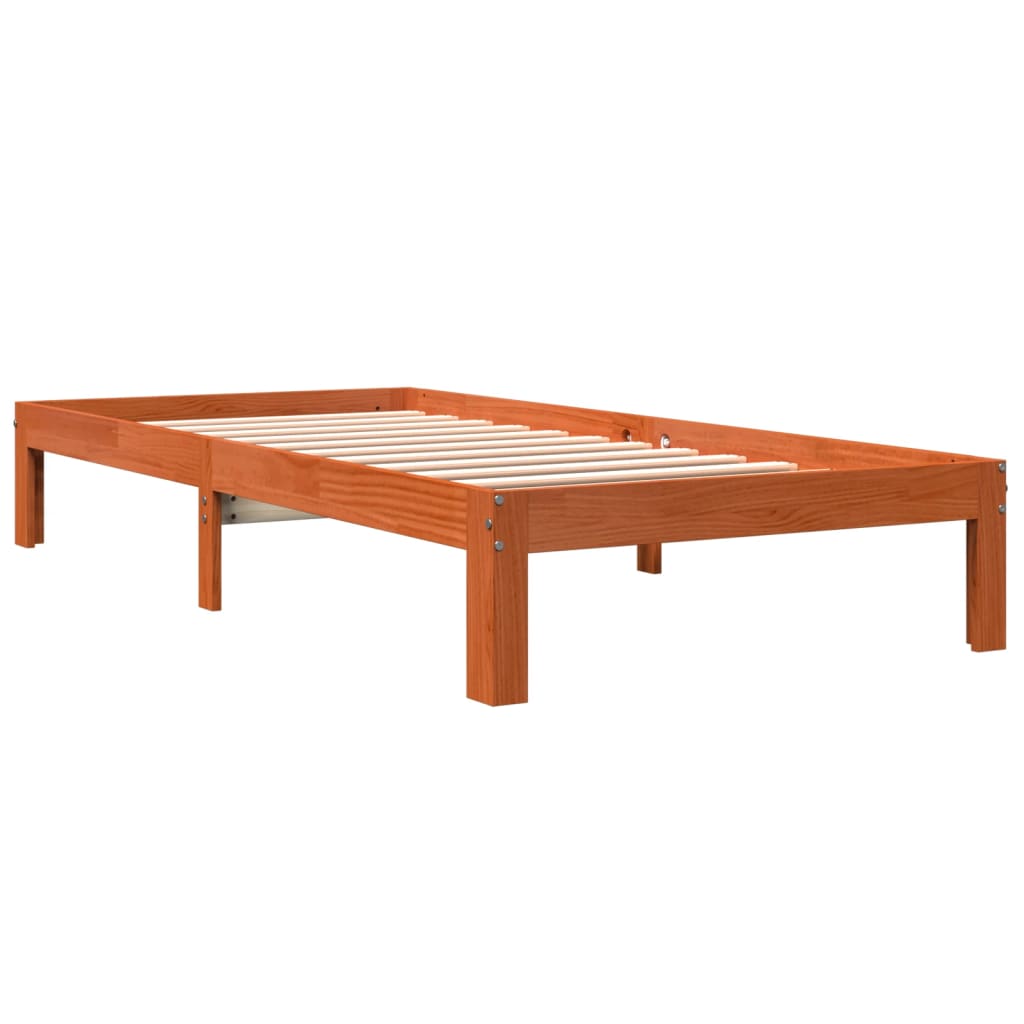 vidaXL Bed Frame without Mattress Wax Brown 90x190 cm Single Solid Wood Pine