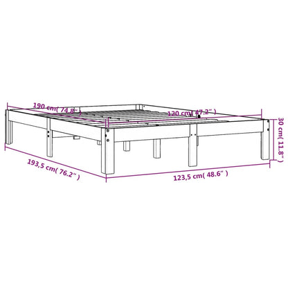 vidaXL Bed Frame without Mattress Wax Brown 120x190 cm Small Double Solid Wood Pine