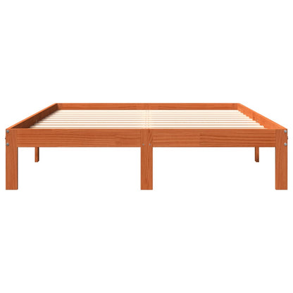 vidaXL Bed Frame without Mattress Wax Brown 135x190 cm Double Solid Wood Pine