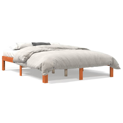 vidaXL Bed Frame without Mattress Wax Brown 140x190 cm Solid Wood Pine