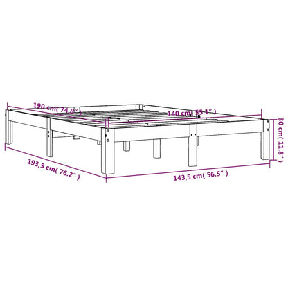 vidaXL Bed Frame without Mattress Wax Brown 140x190 cm Solid Wood Pine