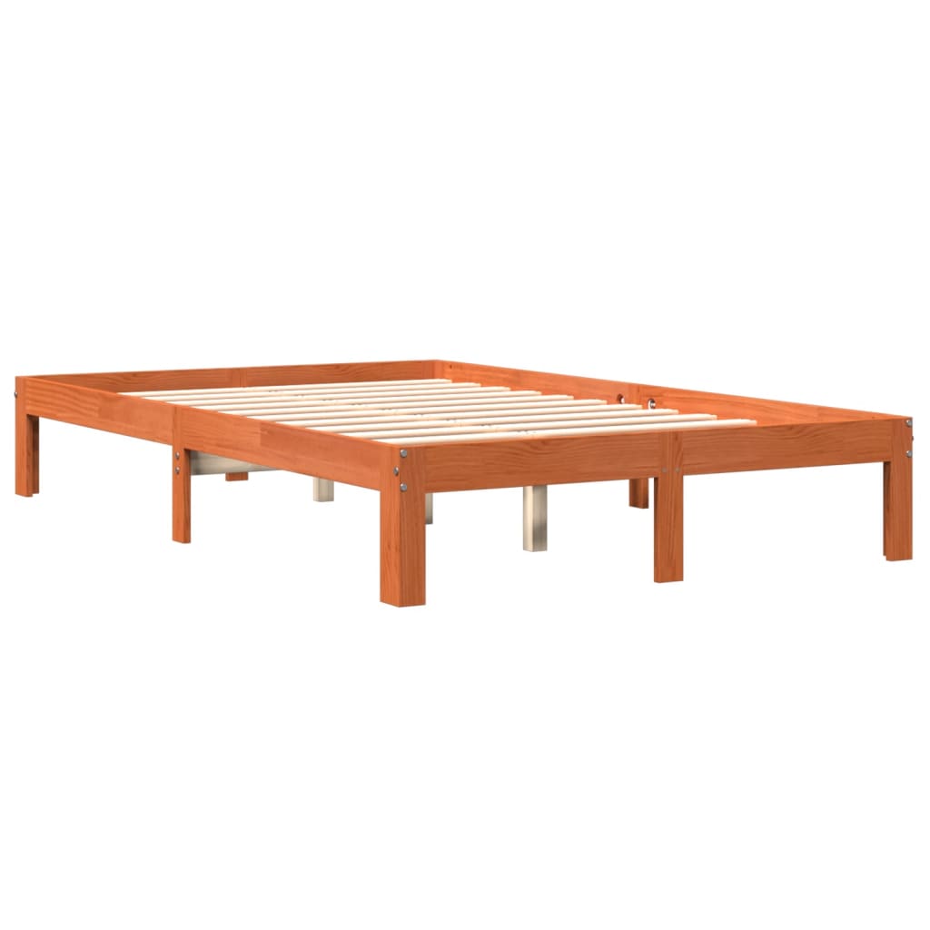 vidaXL Bed Frame without Mattress Wax Brown 140x200 cm Solid Wood Pine