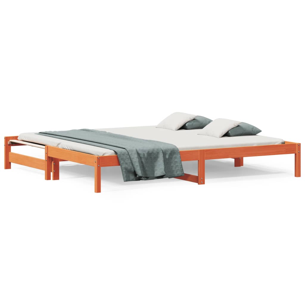 vidaXL Day Bed with Trundle without Mattress Wax Brown 90x200 cm