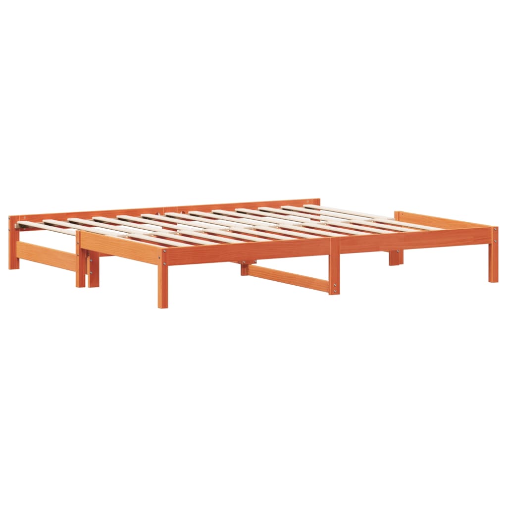 vidaXL Day Bed with Trundle without Mattress Wax Brown 90x200 cm