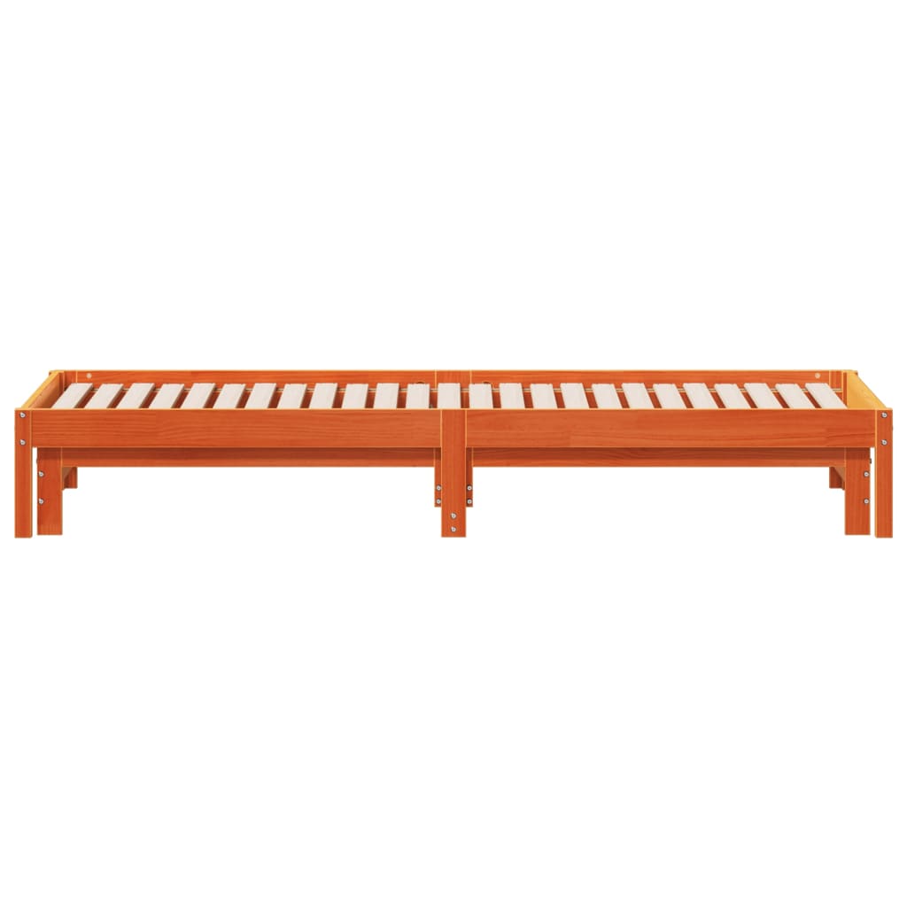 vidaXL Day Bed with Trundle without Mattress Wax Brown 90x200 cm
