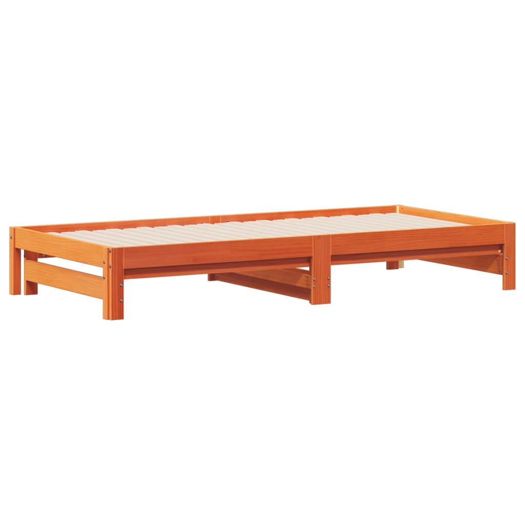 vidaXL Day Bed with Trundle without Mattress Wax Brown 90x200 cm