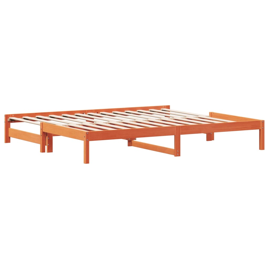 vidaXL Day Bed with Trundle without Mattress Wax Brown 80x200 cm